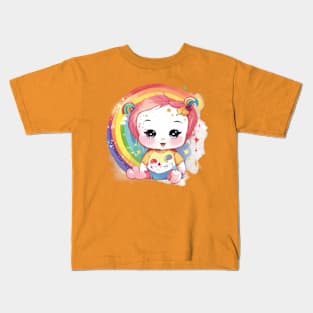 Bursting Joy - Adorable Rainbow Baby Grunge Tee Kids T-Shirt